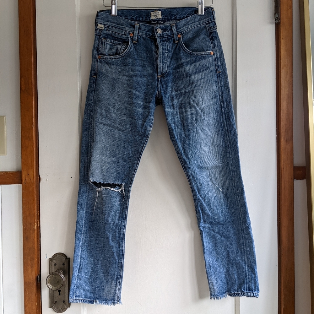 Citizens of Humanity Distressed Light wash Straight Leg Jeans